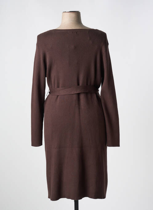 Robe pull col v manches longues marron ZHENZI femme