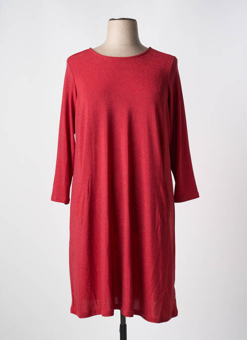 Robe mi-longue manches longues manches longues rouge ZHENZI femme