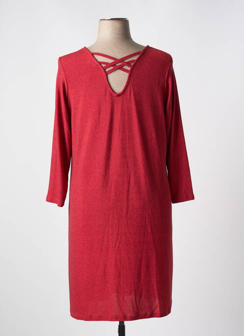 Robe mi-longue manches longues manches longues rouge ZHENZI femme