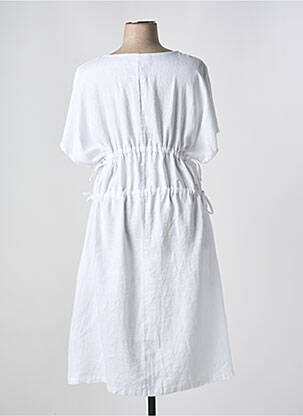 Robe mi-longue tissage crêpe manches courtes blanc KOKOMARINA femme