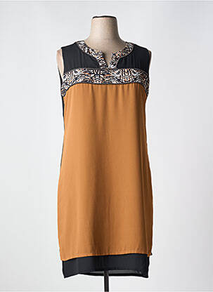 Robe mi-longue tissage crêpe sans manche noir DIANE LAURY femme