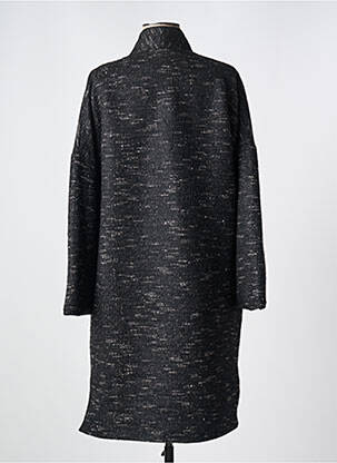 Manteau long coupe droite sans capuche noir KAKIE femme