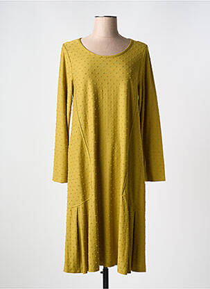 Robe mi-longue coupe fluide manches longues vert G!OZE femme