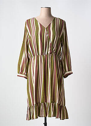 Robe mi-longue coupe fluide manches longues marron CHRISTY femme