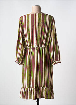 Robe mi-longue coupe fluide manches longues marron CHRISTY femme