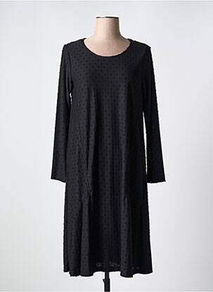 Robe mi-longue manches longues manches longues noir G!OZE femme