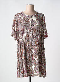 Robe mi-longue coupe fluide manches 3/4 rose ZHENZI femme