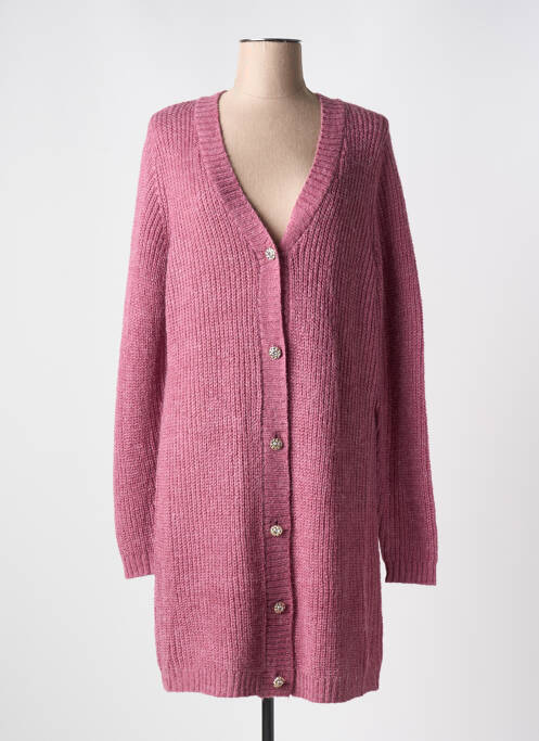 Gilet manches longues fermeture boutonnée sur le devant rose ZHENZI femme