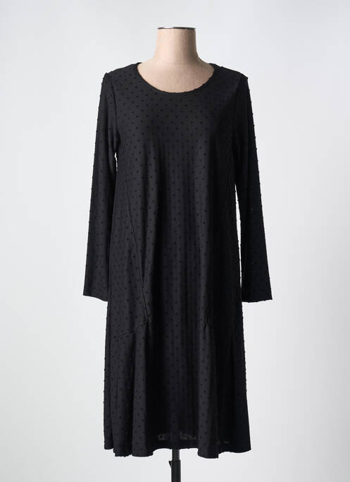 Robe mi-longue coupe fluide manches longues noir G!OZE femme