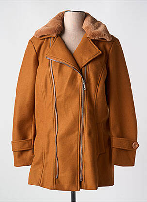 Manteau long coupe droite sans capuche marron CHRISTY femme