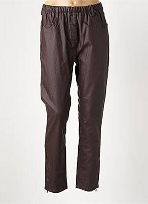 Pantalon droit taille élastique marron ZHENZI femme