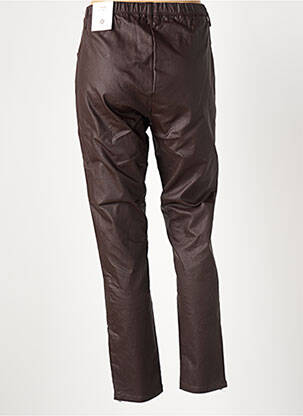 Pantalon droit taille élastique marron ZHENZI femme