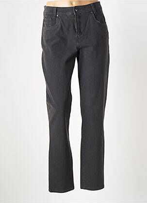 Pantalon droit fermeture zippée sous rabat boutonné gris ANNA MONTANA femme