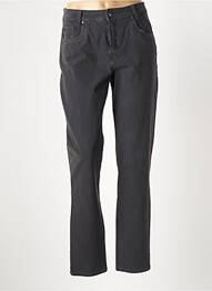 Pantalon droit fermeture zippée sous rabat boutonné gris ANNA MONTANA femme
