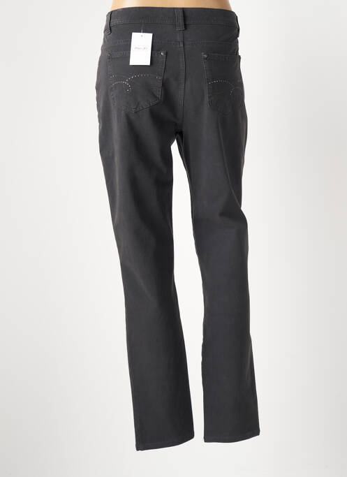 Pantalon droit fermeture zippée sous rabat boutonné gris ANNA MONTANA femme