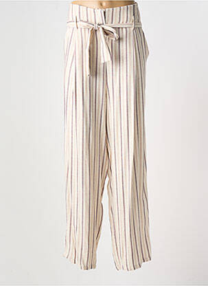 Pantalon large tissage crêpe beige LILI & CAROLINE femme