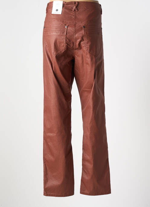 Pantalon slim tissage enduit taille haute marron ZHENZI femme