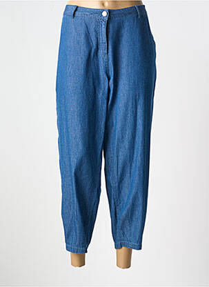 Pantalon 7/8 fermeture zippée sous rabat boutonné taille normale bleu ZHENZI femme