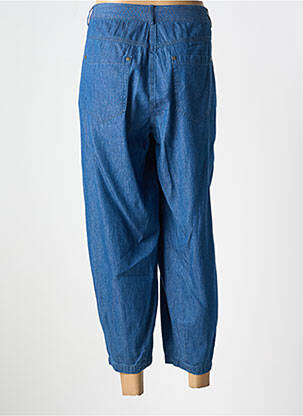 Pantalon 7/8 fermeture zippée sous rabat boutonné taille normale bleu ZHENZI femme
