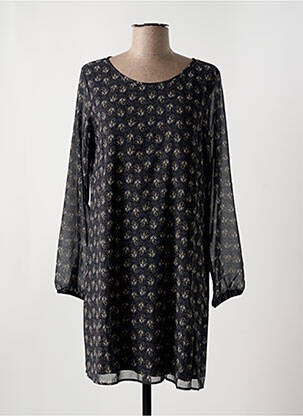 Robe mi-longue imprimé fantaisie manches longues noir LE BOUDOIR D'EDOUARD femme
