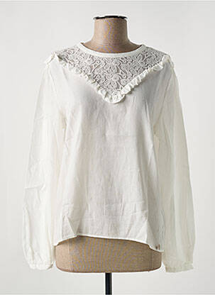 Blouse tissage popeline manches longues blanc LE BOUDOIR D'EDOUARD femme