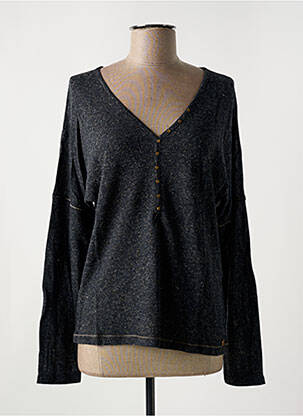 Pull tissage chiné manches longues gris LE BOUDOIR D'EDOUARD femme
