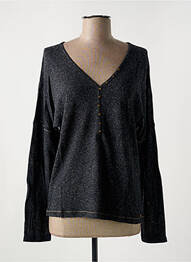 Pull tissage chiné manches longues gris LE BOUDOIR D'EDOUARD femme