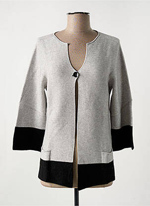 Gilet manches longues col v gris LE BOUDOIR D'EDOUARD femme