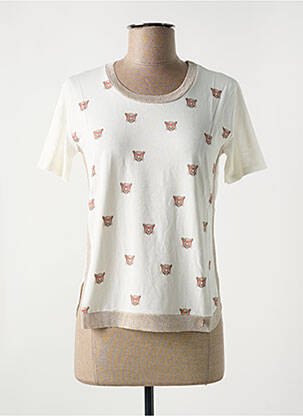 T-shirt imprimé fantaisie manches courtes beige LE BOUDOIR D'EDOUARD femme