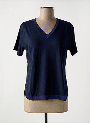 T-shirt col v manches courtes bleu LE BOUDOIR D'EDOUARD femme