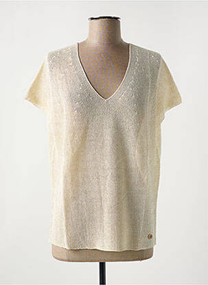T-shirt coupe droite manches courtes beige LE BOUDOIR D'EDOUARD femme