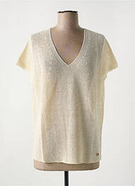 T-shirt coupe droite manches courtes beige LE BOUDOIR D'EDOUARD femme