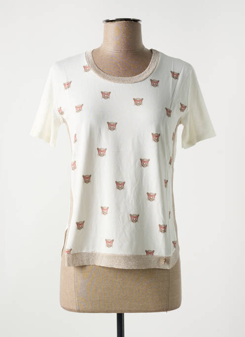 T-shirt imprimé fantaisie manches courtes beige LE BOUDOIR D'EDOUARD femme
