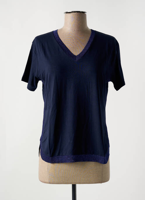 T-shirt col v manches courtes bleu LE BOUDOIR D'EDOUARD femme
