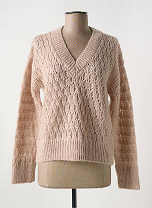 Pull maille ajourée manches longues beige LE BOUDOIR D'EDOUARD femme