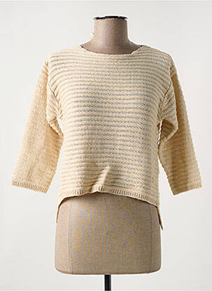 Pull coupe cintrée manches 3/4 beige LE BOUDOIR D'EDOUARD femme