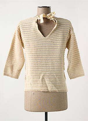 Pull coupe cintrée manches 3/4 beige LE BOUDOIR D'EDOUARD femme