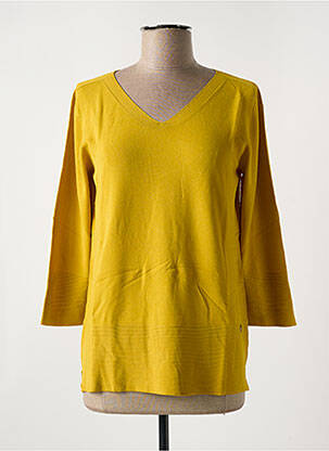 Pull coupe cintrée manches 3/4 jaune LE BOUDOIR D'EDOUARD femme
