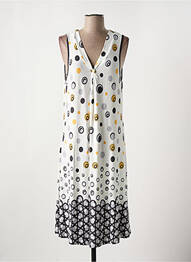 Robe mi-longue imprimé fantaisie sans manche blanc PASTUNETTE femme