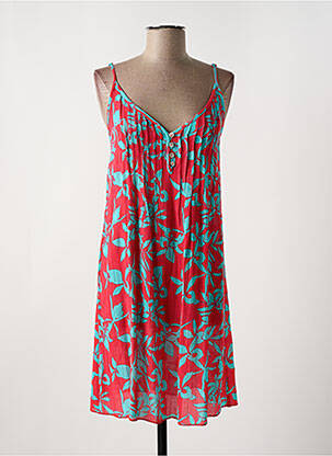Robe mi-longue imprimé fantaisie fines bretelles rouge BARANDI femme