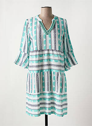 Robe courte manches 3/4 manches 3/4 bleu SENORETTA femme