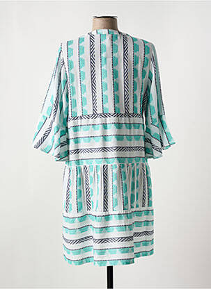 Robe courte manches 3/4 manches 3/4 bleu SENORETTA femme