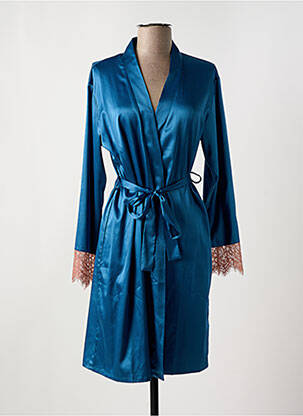 Robe de chambre col v bleu LINGADORE femme