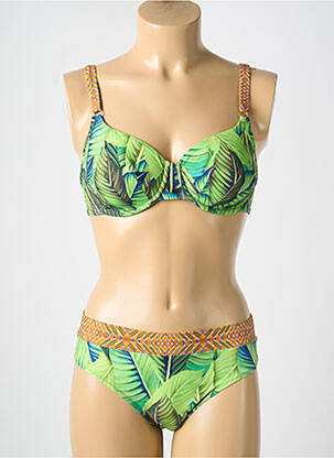 Maillot de bain 2 pièces fermeture clip haut soutien-gorge moulé vert ANITA femme