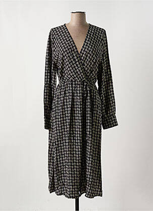 Robe mi-longue imprimé fantaisie manches longues noir LE BOUDOIR D'EDOUARD femme