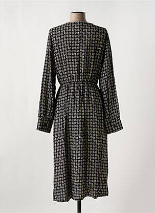 Robe mi-longue imprimé fantaisie manches longues noir LE BOUDOIR D'EDOUARD femme