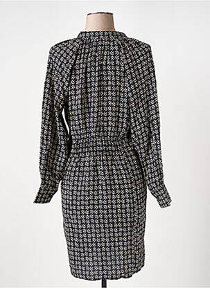 Robe mi-longue imprimé fantaisie manches longues noir LE BOUDOIR D'EDOUARD femme