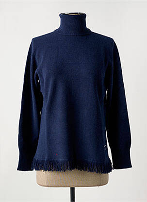 Pull col roulé coupe cintrée manches longues bleu LE BOUDOIR D'EDOUARD femme