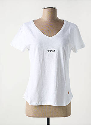T-shirt col v manches courtes blanc LE BOUDOIR D'EDOUARD femme