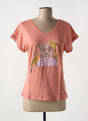 T-shirt sérigraphie floquée manches courtes orange LE BOUDOIR D'EDOUARD femme